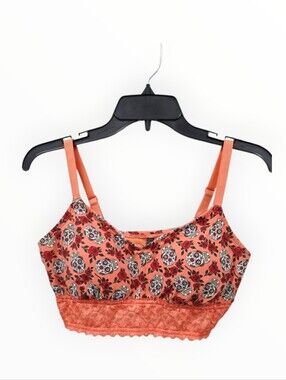 Torrid 0 Coral Sugar Skull Lace Padded Bralette